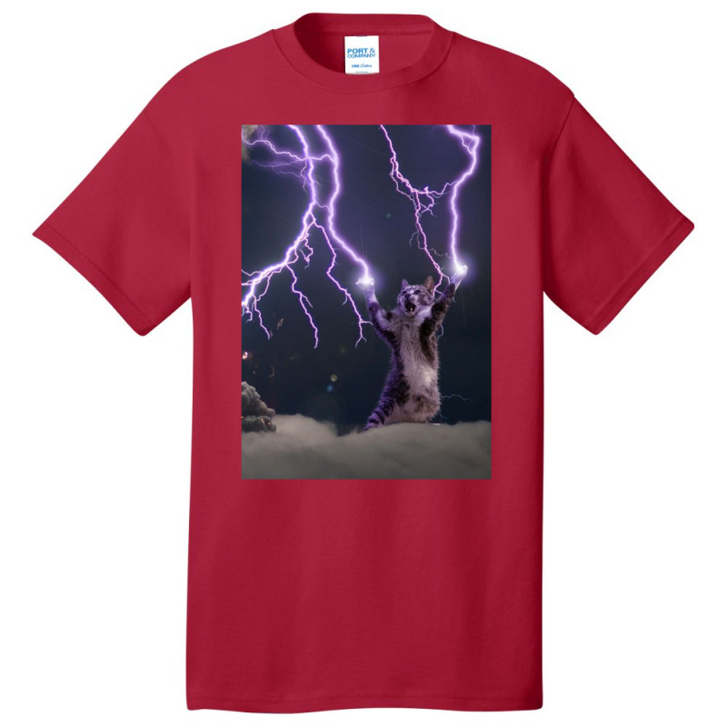 Lightning Cat Basic T-shirt by CAMMIGRAHAM | Artistshot