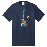 Retro Style Puzzle Tstyle Electric Guitar Silhouette Basic T-shirt | Artistshot