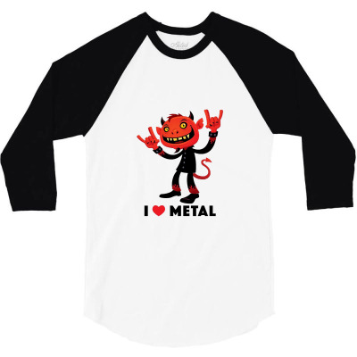 Love Metal I Devil 3/4 Sleeve Shirt Designed By Awhetzel