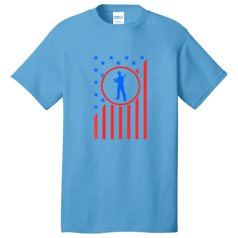 Coal Miner Dad Support Coal Mining Family Husband Usa Flag Basic T-shirt by kaciacindz6 | Artistshot