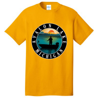 Avalon Lake Fishing Michigan Sunset Basic T-shirt | Artistshot