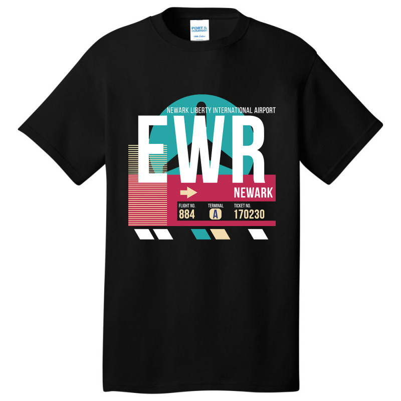 Newark, New Jersey (ewr) Airport Code Baggage Tag Basic T-shirt | Artistshot