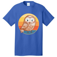 Owl Bird Vintage Retro Sunset Wild Animal Lover Design-enrgi Basic T-shirt | Artistshot