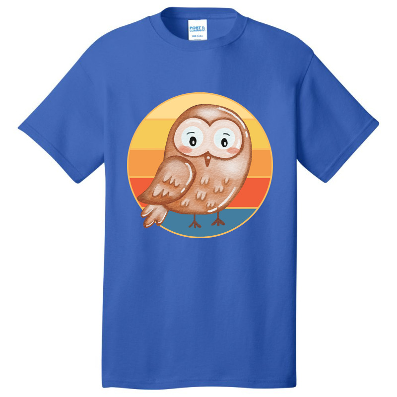 Owl Bird Vintage Retro Sunset Wild Animal Lover Design-enrgi Basic T-shirt by saddestrent378 | Artistshot