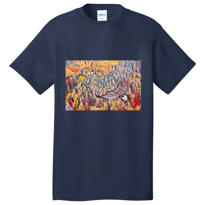 Eagle Flying Over Forest Colorful Painting-gm3s0 Basic T-shirt by yeahdashing61 | Artistshot