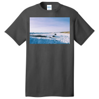 Snowy View In Njardvik  Blue Quote Basic T-shirt | Artistshot