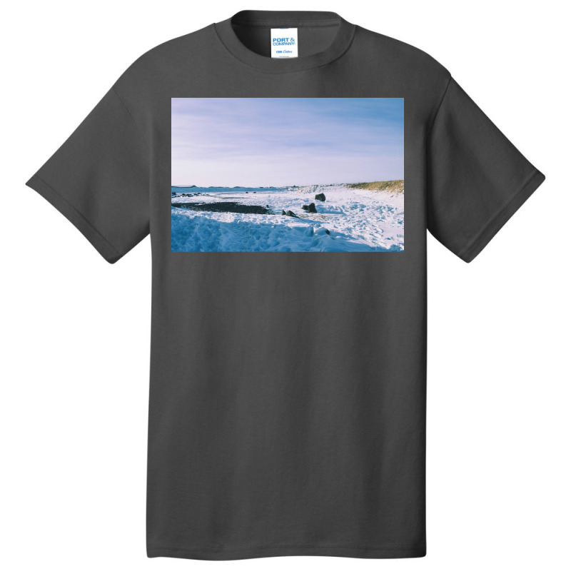 Snowy View In Njardvik  Blue Quote Basic T-shirt | Artistshot