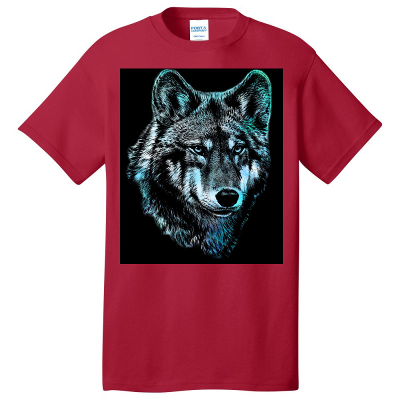 Wolf Face Blue Light Art  Hipster Hipster Basic T-shirt | Artistshot