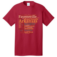 Arkansas Map And Cities Basic T-shirt | Artistshot