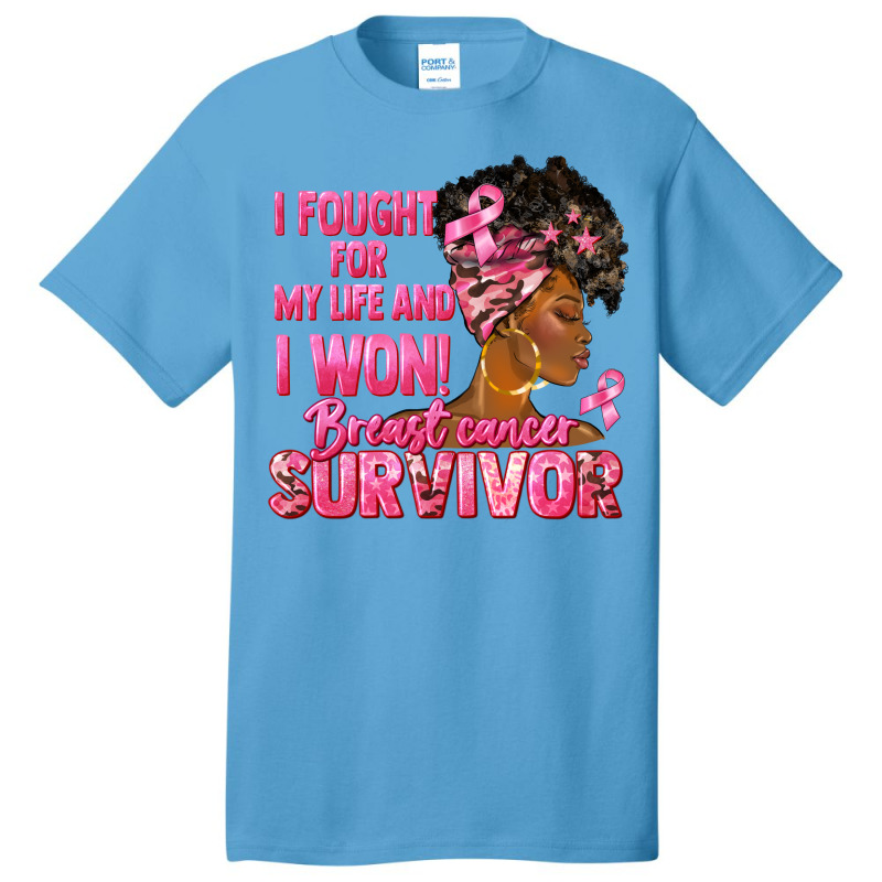 Breast Cancer Survivor I Won Black Woman Basic T-shirt | Artistshot