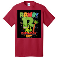 12 Birthday Dinosaur Poster Girl Basic T-shirt | Artistshot