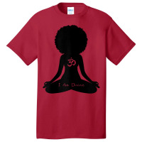 Womens I Am Divine Black Girl Wellness Om Meditation Yoga T Shirt Basic T-shirt | Artistshot