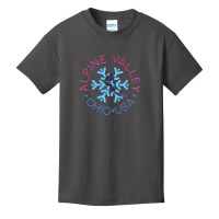 Alpine Valley, Ohio - Man Skier, Blue Snowflake Basic Youth T-shirt | Artistshot