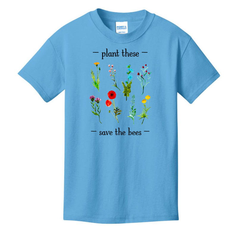 Hot Trend Plant These Save The Bees (watercolor Wildflowers) Basic Youth T-shirt by Jankonen637 | Artistshot