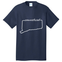 Connecticut Cursive Silhouette Home State Pride Basic T-shirt | Artistshot