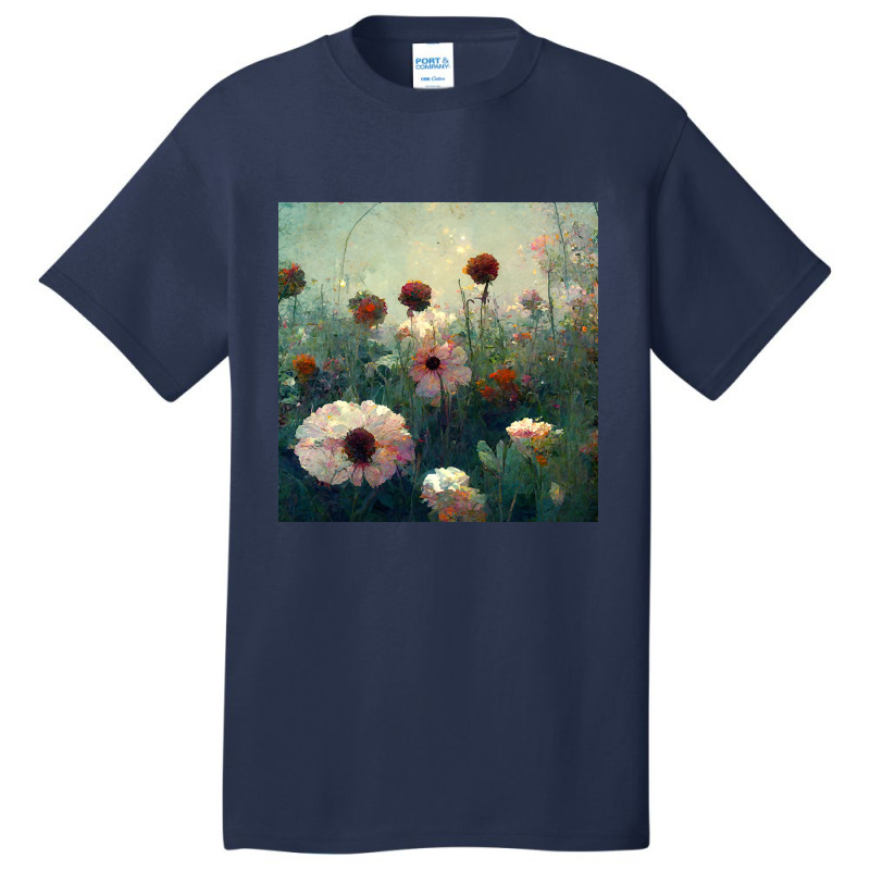 Pastel Colored Wildflowers Growing In A Garden Basic T-shirt by mrbigzeroht | Artistshot