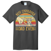 Best Chihuahua Dad Ever Retro Vintage Sunset Basic T-shirt | Artistshot