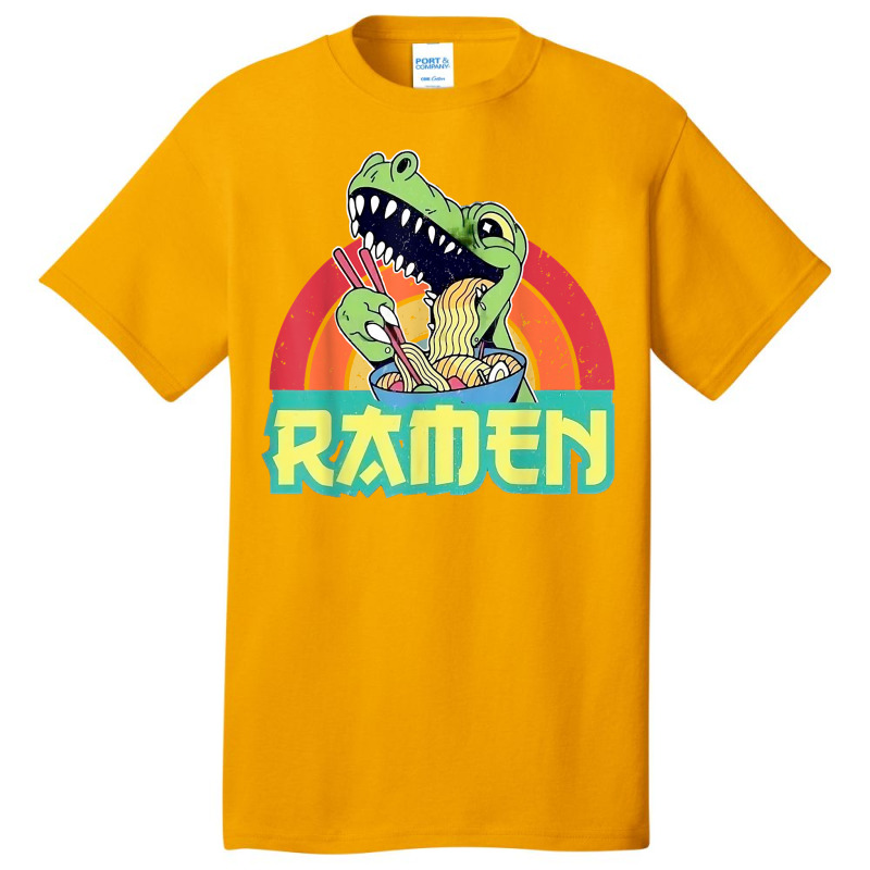 Funny Dinosaur Ramen Cute Anime Trex Japanese Ramen Noodles Basic T-shirt by robeijopicar | Artistshot