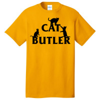 Cat Butler With Cats Crawling On Font Basic T-shirt | Artistshot