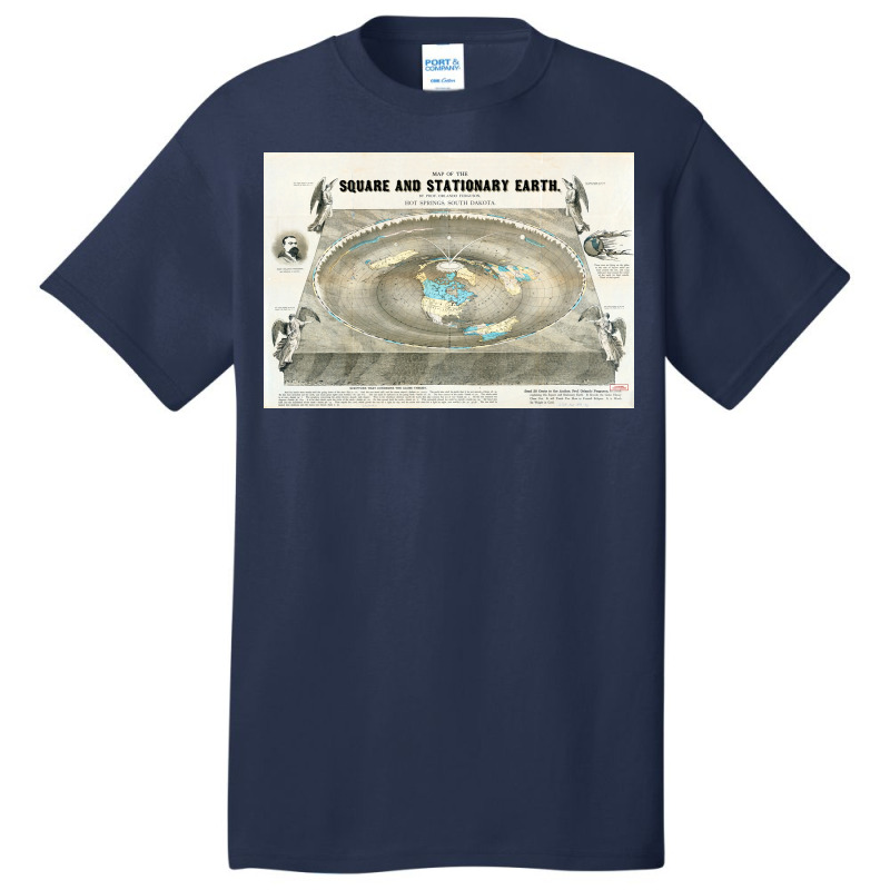 Flat Earth Map Science Denial Poster Copy Basic T-shirt | Artistshot