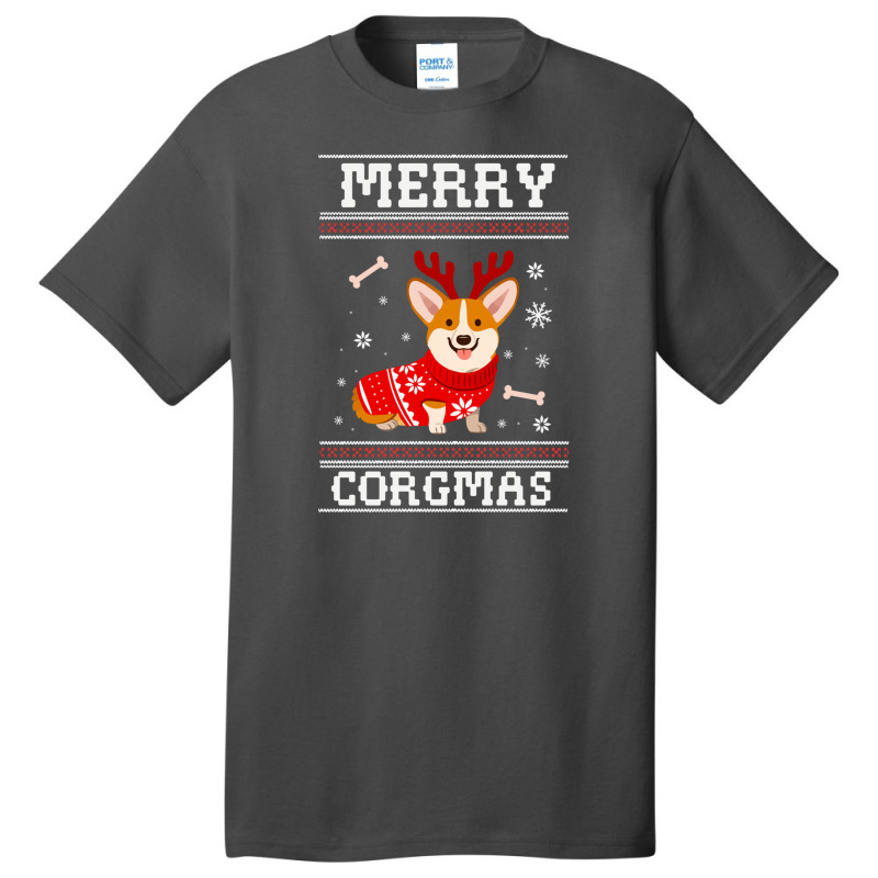 Merry Corgmas Ugly Sweater Basic T-shirt | Artistshot