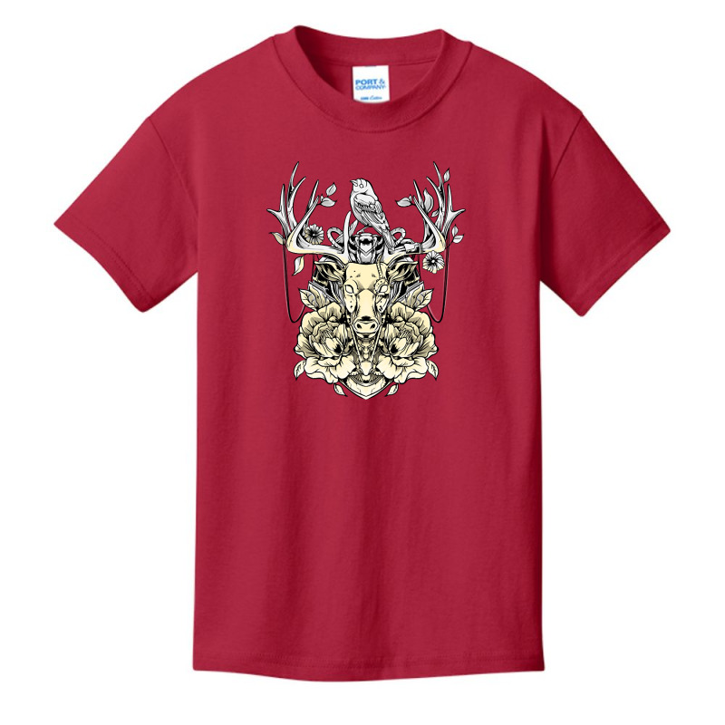 Deer And Bird Tattoo Design Basic Youth T-shirt | Artistshot