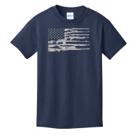 Big American Flag With .machine Guns T Shirt 2a Flag T Shirt Basic Youth T-shirt | Artistshot