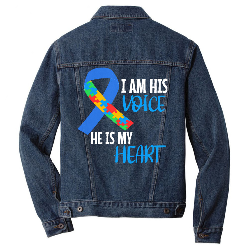 Autism Awareness T  Shirt Autism Awareness I Am His Voice He Is My Hea Men Denim Jacket by joanie38206 | Artistshot