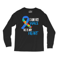 Autism Awareness T  Shirt Autism Awareness I Am His Voice He Is My Hea Long Sleeve Shirts | Artistshot