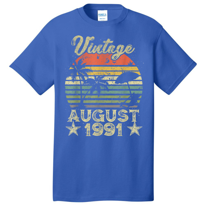 28th Birthday Gift Vintage 28 Years Old August 1991 S Basic T-shirt by ALFREDMCGOWAN | Artistshot