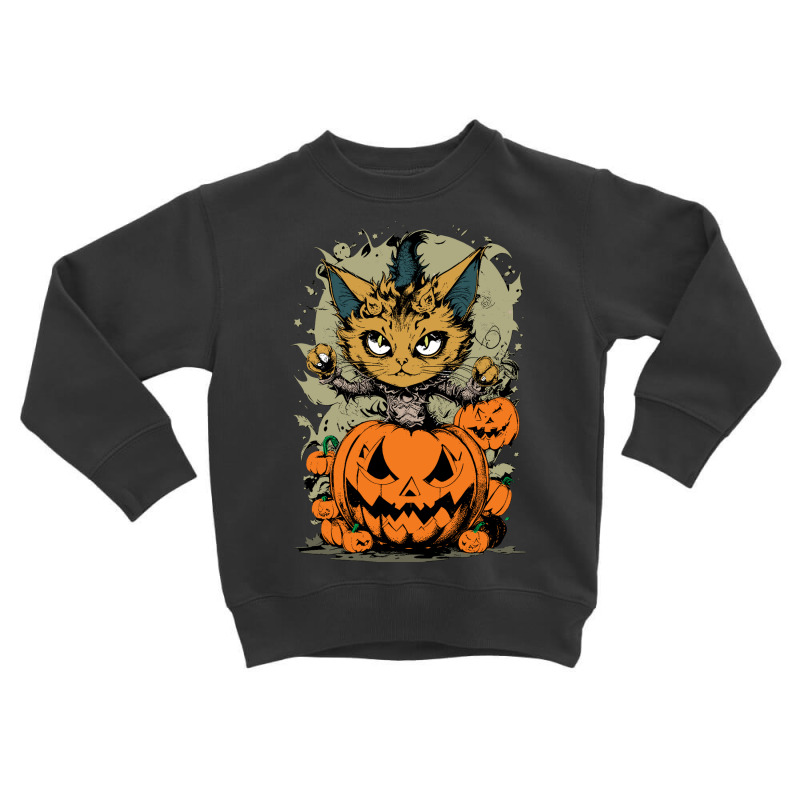 Angry Cat At Night Toddler Sweatshirt by bobonskt | Artistshot