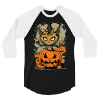 Angry Cat At Night 3/4 Sleeve Shirt | Artistshot