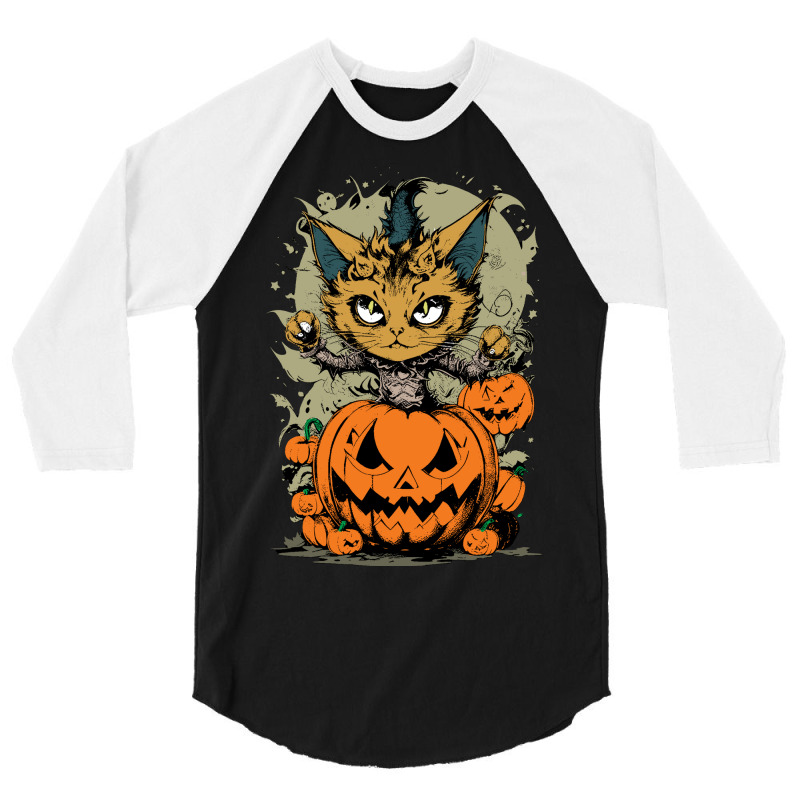 Angry Cat At Night 3/4 Sleeve Shirt by bobonskt | Artistshot