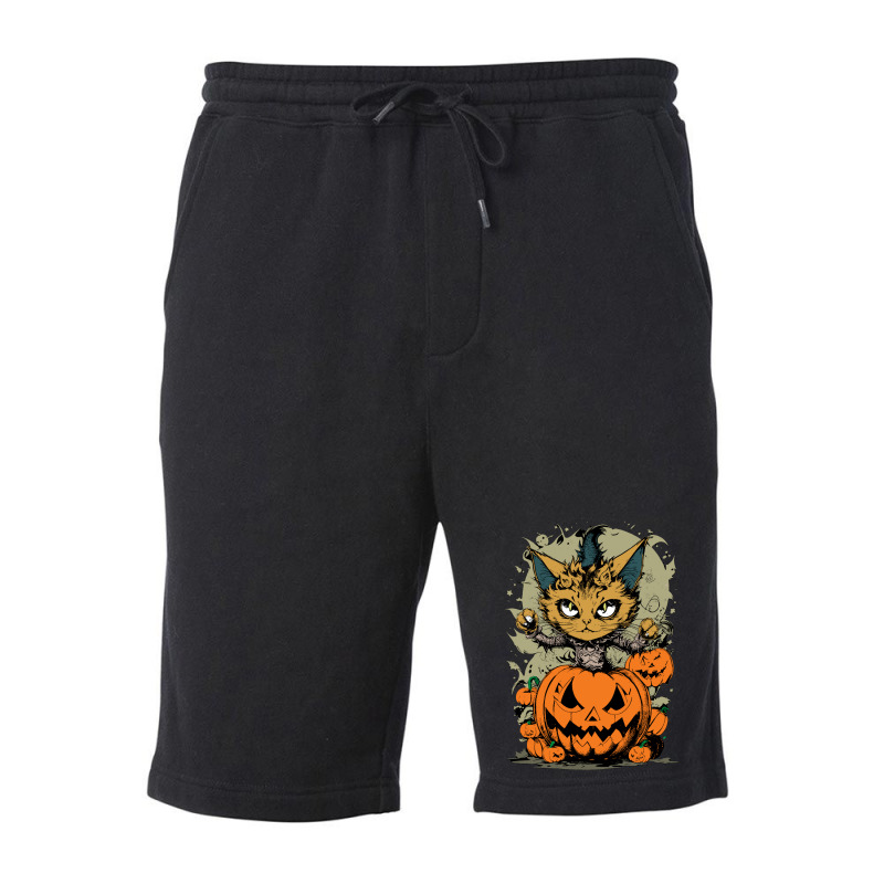 Angry Cat At Night Fleece Short by bobonskt | Artistshot