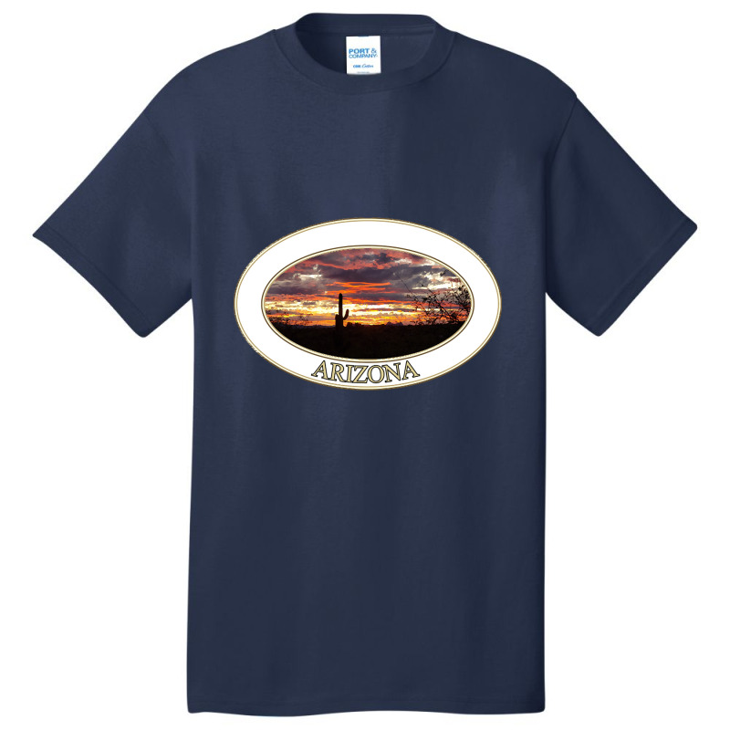 Artistshort Trending Arizona Sunset With Saguaro Cactus Basic T-shirt by declangreenwood | Artistshot