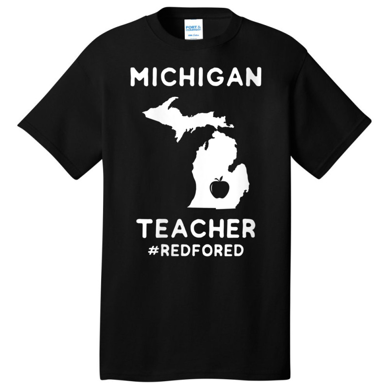 Womens Red For Ed Michigan Teacher Public Education V Neck T Shirt Basic T-shirt | Artistshot