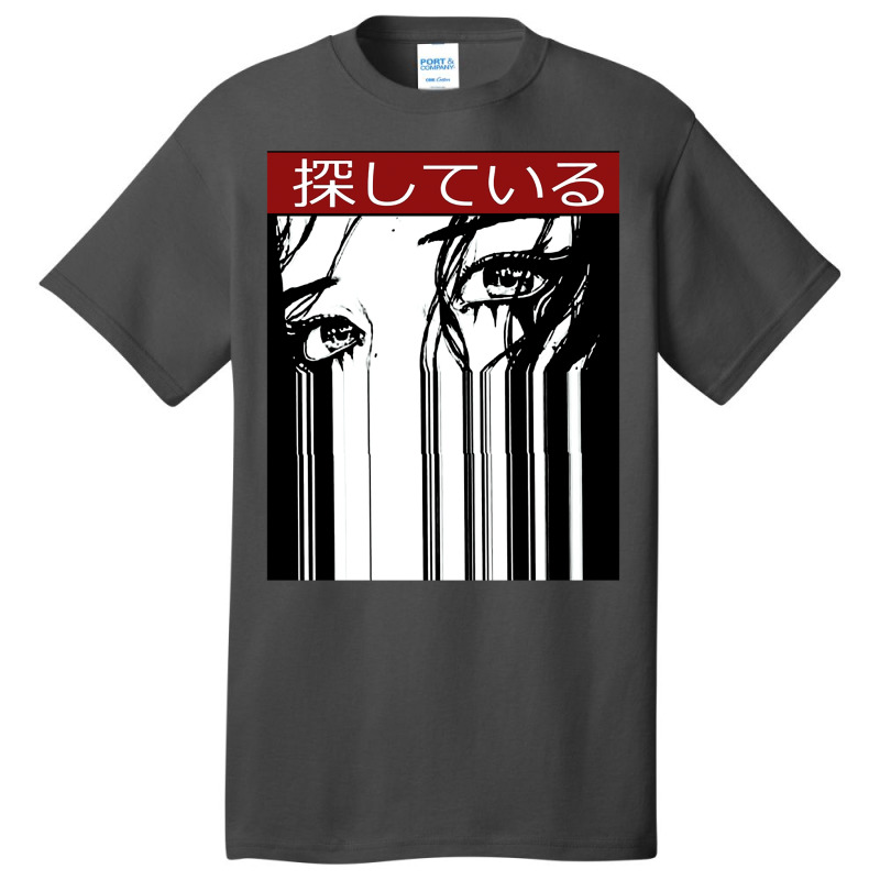 Vaporwave Cyberpunk Glitch Girl Japanese Kanji Pattern Basic T-shirt | Artistshot