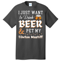 I Just Want To Drink Beer And Pet My Tibetan Mastiff Yellow Basic T-shirt | Artistshot