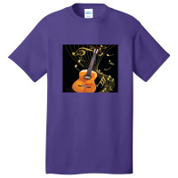 Guitar And Music Notes Basic T-shirt | Artistshot