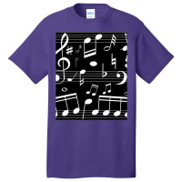 Dancing Music Notes Black And White Basic T-shirt | Artistshot