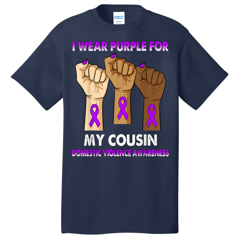 Silence Hand I Wear Purple For My Cousin Domestic Violence T Shirt Basic T-shirt by casimircorjki0 | Artistshot