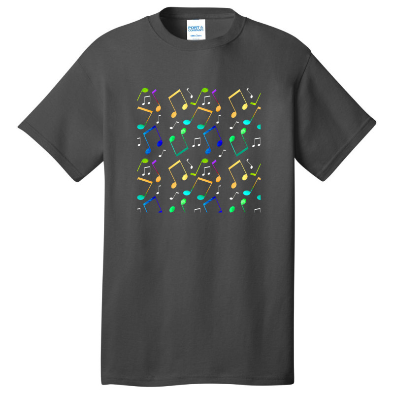 Neon Music Notes Basic T-shirt by MiltonLane | Artistshot