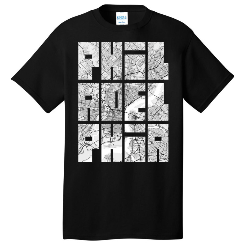 Philadelphia Usa City Map Typography Light Basic T-shirt | Artistshot