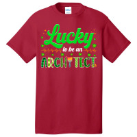 Retro Lucky To Be An Architect Shamrock Irish Patricks Day Hippie Basic T-shirt | Artistshot