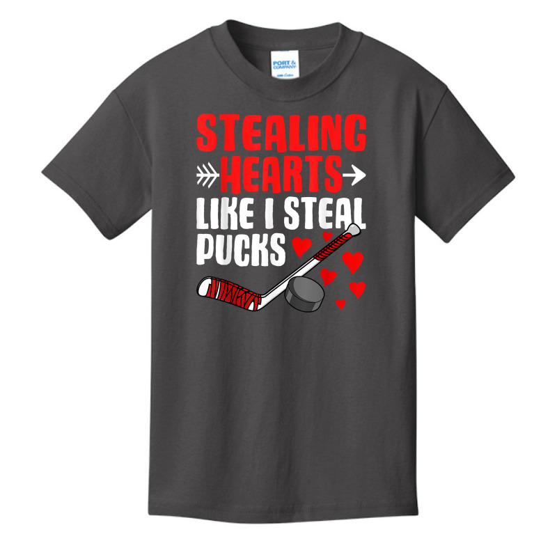 Stealing Hearts Like I Steal Pucks Valentines Day Ice Hockey T Shirt Basic Youth T-shirt by ardylanda | Artistshot