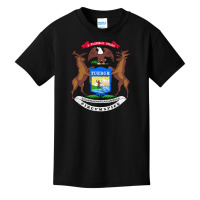 Michigan Flag Coat Of Arms The Wolverine State Lake Pullover Hoodie Basic Youth T-shirt | Artistshot