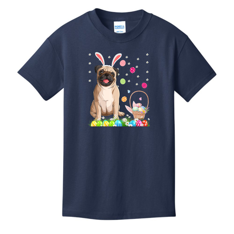 Happy Easter Cute Bunny Dog Pug Wearing Bunny Ears Gift Basic Youth T-shirt by garbaaargouby | Artistshot