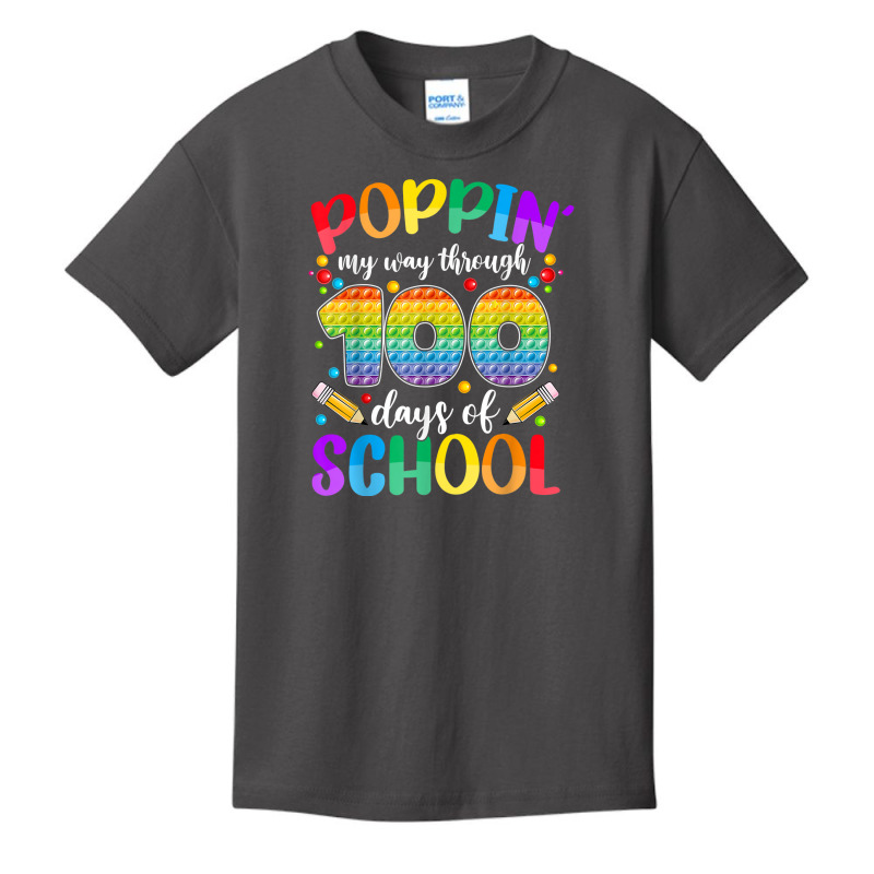 Poppin My Way Through 100 Days Of School Kids Boys Pop It T Shirt Basic Youth T-shirt | Artistshot