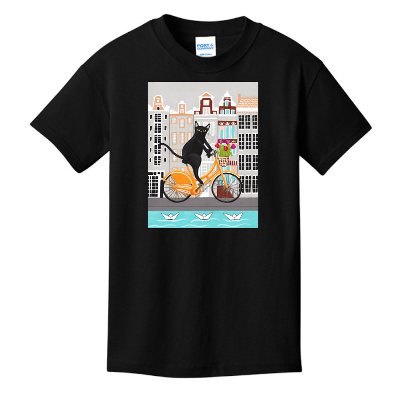 Trending Black Cat Amsterdam Bicycle Ride Basic Youth T-shirt by Inmamlil638 | Artistshot