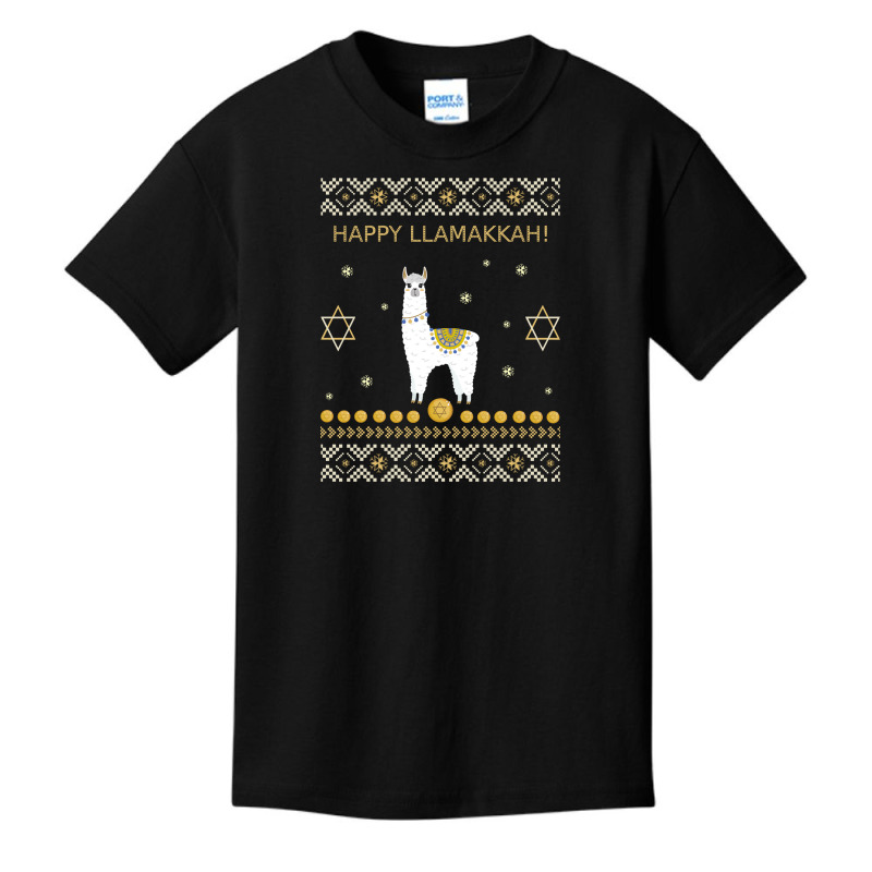 Happy Llamakkah Funny Jewish Ugly Hanukkah Christmas Basic Youth T-shirt | Artistshot